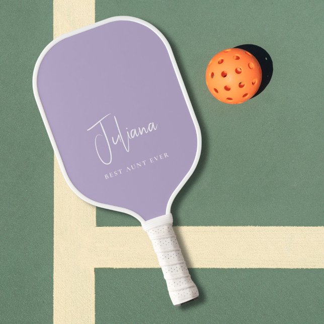 Raquette De Pickleball Lavande de script Monogramme de la meilleure tante (Créateur téléchargé)
