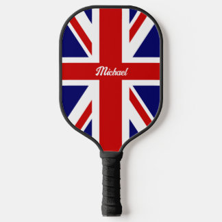 Raquette De Pickleball Le drapeau de la Grande-Bretagne avec nom ou texte