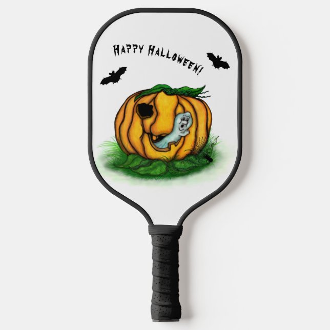 Raquette De Pickleball Le fantôme d'Halloween, chauve-souris, fantôme et  (Recto)