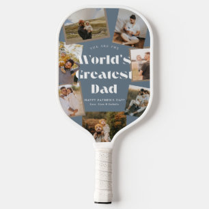 Raquette De Pickleball Le plus grand papa du monde bleu 7 Collage de phot