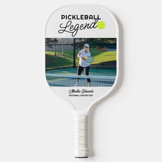 Raquette De Pickleball Légende personnalisée de la photo et du texte (Recto)