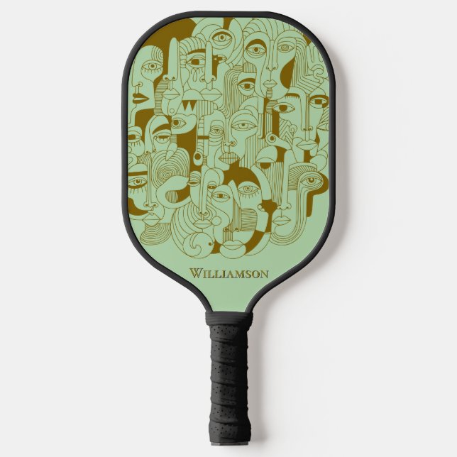 Raquette De Pickleball Les visages Brown sur Mint Green (Recto)