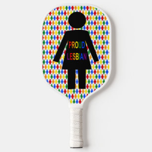 Raquette De Pickleball Lesbienne LGBTQ Silhouette et Rainbow Ladies