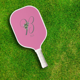 Raquette De Pickleball Lettre de monogramme gris rose B