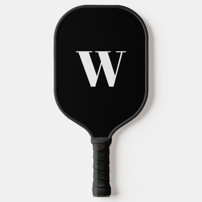 Raquette De Pickleball Lettre initiale monogramme noir blanc personnalisé (Recto)
