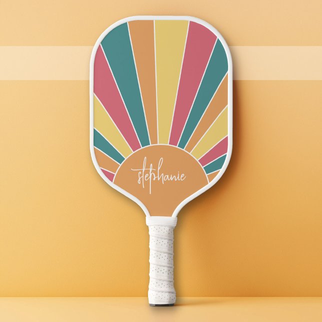 Raquette De Pickleball Lever de soleil à bande rétro - pastel rainbow scr (Custom Pickleball Paddle)