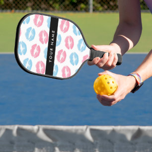 Raquette De Pickleball Lèvres Roses, Lèvres Bleues, Baiser, Votre Nom, Pe