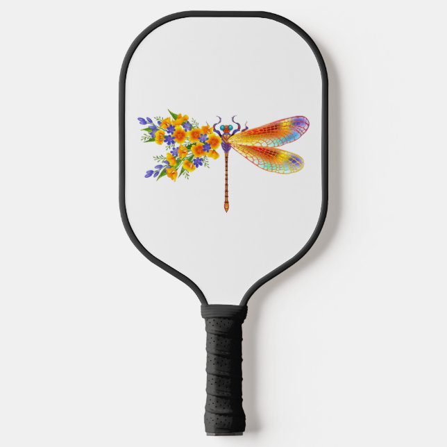 Raquette De Pickleball Libellule Fleur Jaune (Recto)