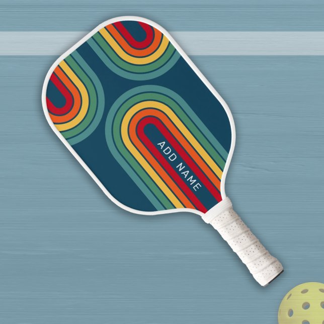 Raquette De Pickleball Ligne rétro arquée avec couleurs de l'arc-en-ciel  (Créateur téléchargé)