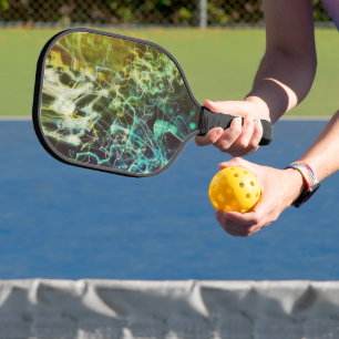 Raquette De Pickleball Lignes de lumière électrique Dégradé Abstrait.
