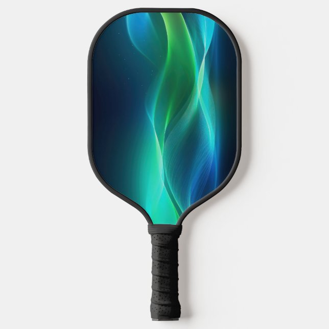 Raquette De Pickleball Lignes ondulées vertes et bleues (Recto)