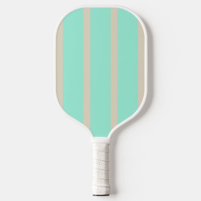 Raquette De Pickleball Lignes rayées bleu pastel clair et gris (Recto)