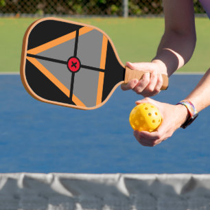 Raquette De Pickleball Lignes triangles géométriques Formes Argent Or Noi