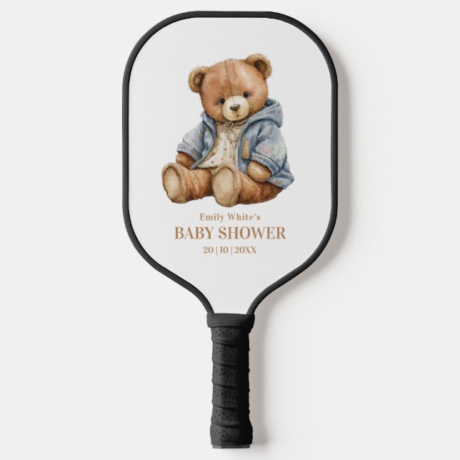 Raquette De Pickleball L'Invitation Baby shower De L'Ours En Teddy Peut A (Recto)