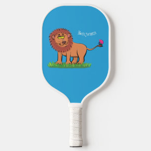 Raquette De Pickleball Lion joyeux avec dessin animé de papillon