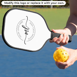 Raquette De Pickleball Logo à monogramme minimaliste noir et blanc 