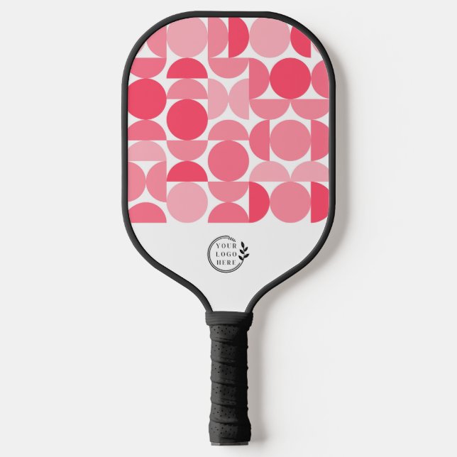 Raquette De Pickleball Logo d'entreprise moderne géométrique rose entrepr (Recto)