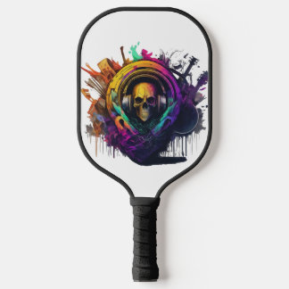 Raquette De Pickleball Logo DJ avec un mélange de genres musicaux, représ