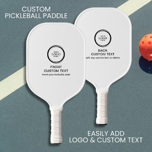 Raquette De Pickleball Logo Entreprise Personnalisé Et Texte Simple Noir