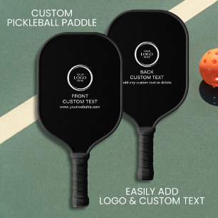 Raquette De Pickleball Logo Entreprise Personnalisé Et Texte Simple Noir