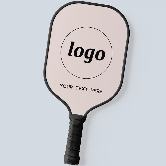 Raquette De Pickleball Logo simple et texte Business Blush Rose (Logo and custom text business promotional pickleball paddle)