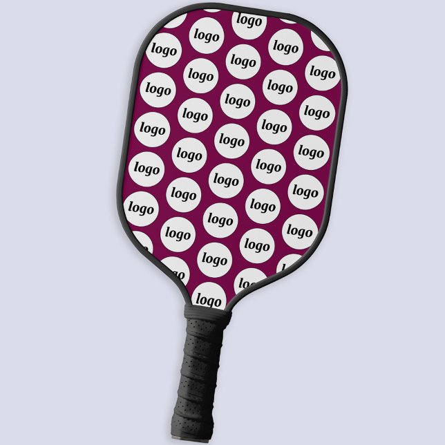 Raquette De Pickleball Logo simple Motif commercial Magenta Pink (Simple logo pattern business branding promotional pickleball paddle in dark magenta pink wine)