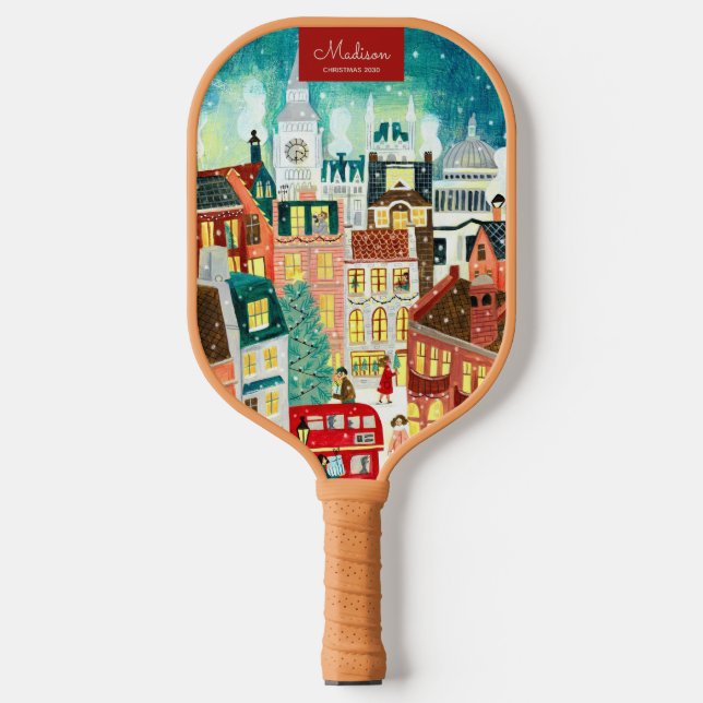 Raquette De Pickleball London Christmas city nom personnalisé (Recto)
