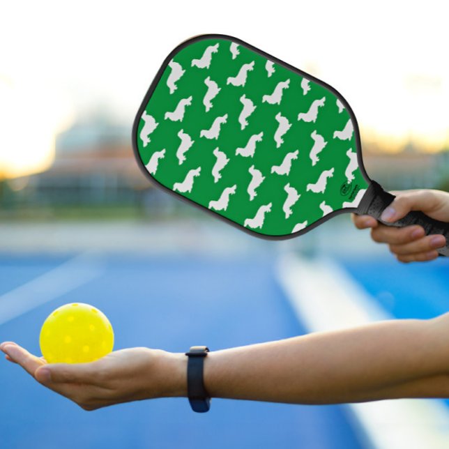 Raquette De Pickleball Longue Cheveux Dachshund Aimer Pickleball Vert (Dachshund pickleball paddle)