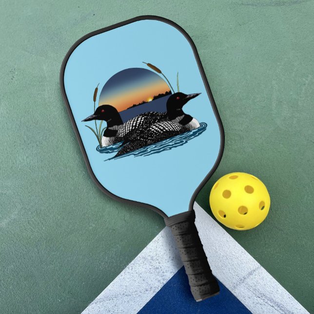Raquette De Pickleball Loon Couple coucher de soleil bleu (Créateur téléchargé)