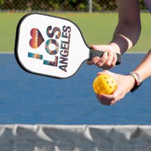 Raquette De Pickleball Los Angeles Skyline Sunset & Hollywood Typographie