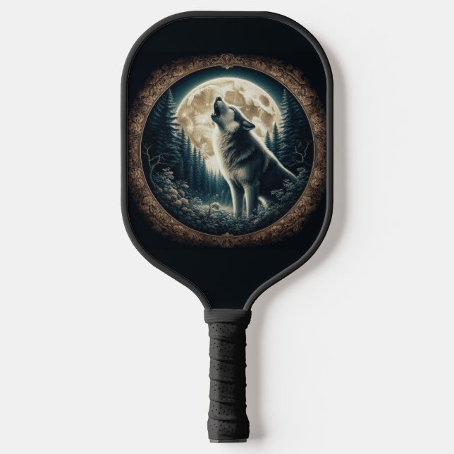 Raquette De Pickleball Loup vintage et lune classique (Recto)