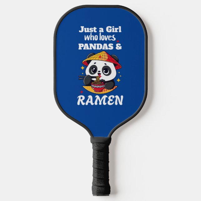 Raquette De Pickleball Love Pandas and Ramen (texte blanc) (Recto)