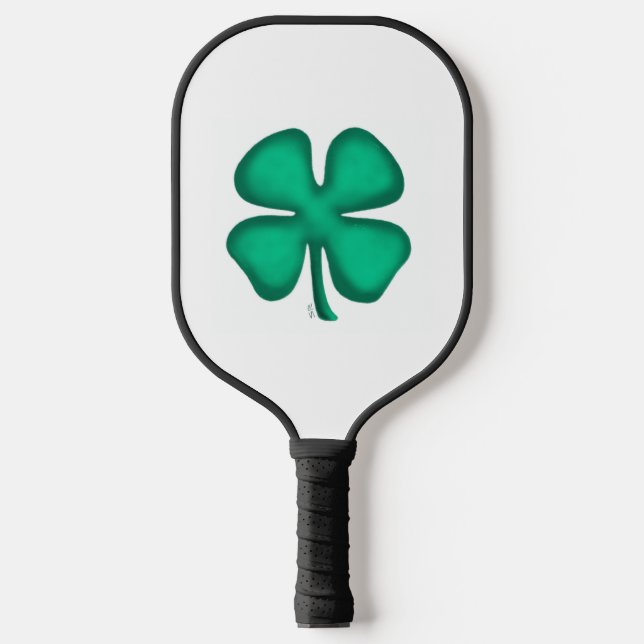 Raquette De Pickleball Lucky 4 Leaf Irish Clover pagaie blanche picklebal (Recto)