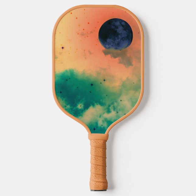 RAQUETTE DE PICKLEBALL LUNE NOIRE ET NUAGES VERTS PICKLEBALL PADDLE (Recto)