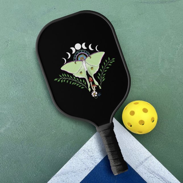 Raquette De Pickleball Lune Papillon Éthéré Vert Mystique Céleste (Créateur téléchargé)