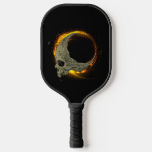 Raquette De Pickleball Lune rétro mort brûlant le crâne en feu