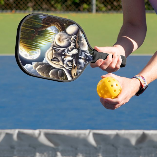 Raquette De Pickleball Lune Sérénité Un Loup Slumpteur (Insitu)