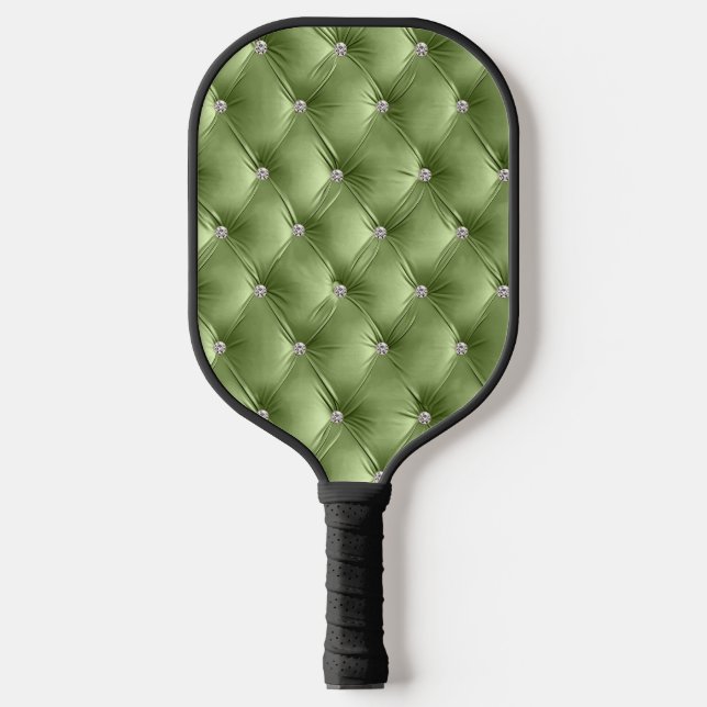 Raquette De Pickleball Luxe Glam Sage Green Faux Velvet (Recto)