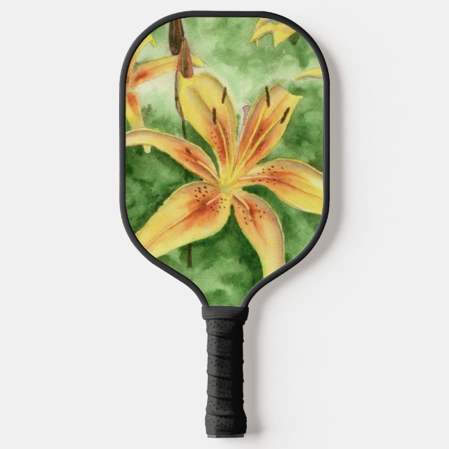 Raquette De Pickleball Lys jaunes dans le jardin (Recto)