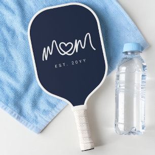 Raquette De Pickleball Maman a créé un cœur simple en bleu marine avec un