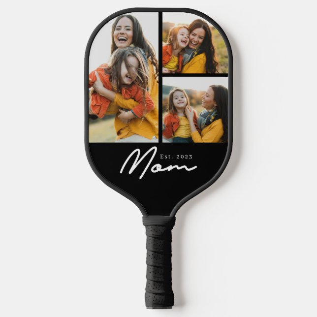 Raquette De Pickleball Maman a établi un script gras moderne noir 3 Photo (Recto)