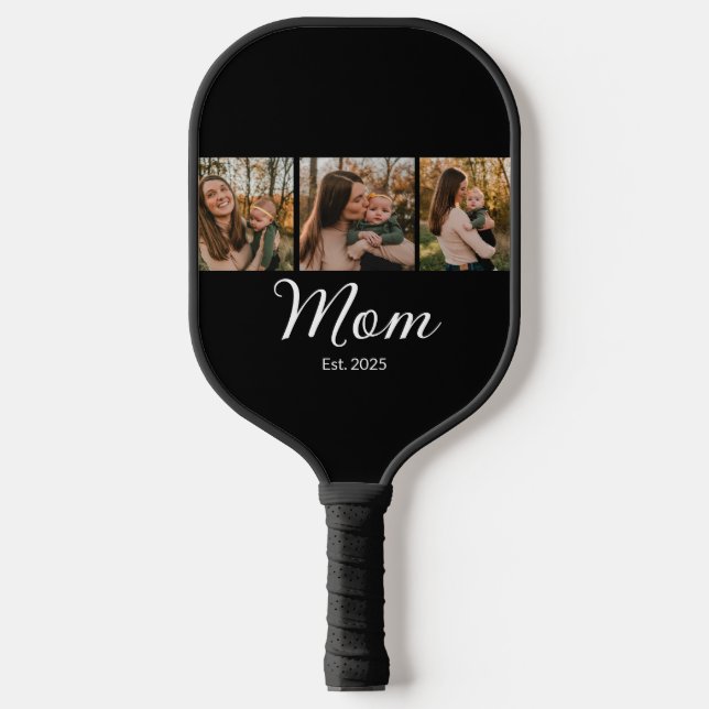 Raquette De Pickleball Maman a établi un script moderne gras noir 3 Photo (Recto)