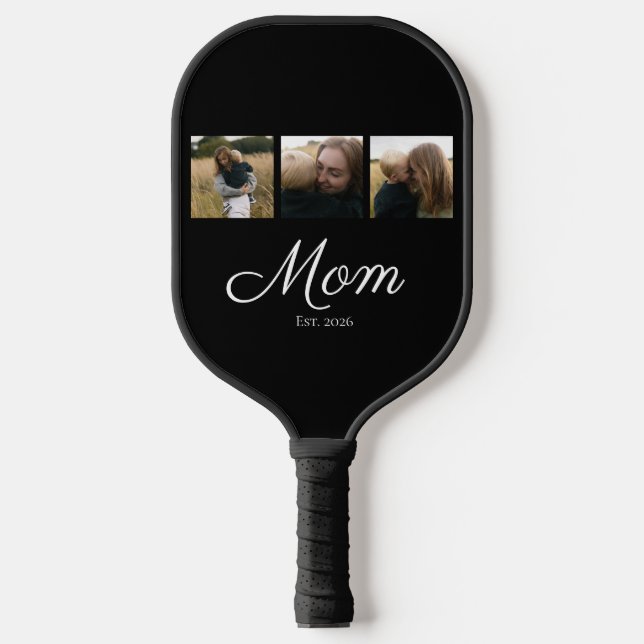 Raquette De Pickleball Maman a établi un script moderne gras noir 3 Photo (Recto)