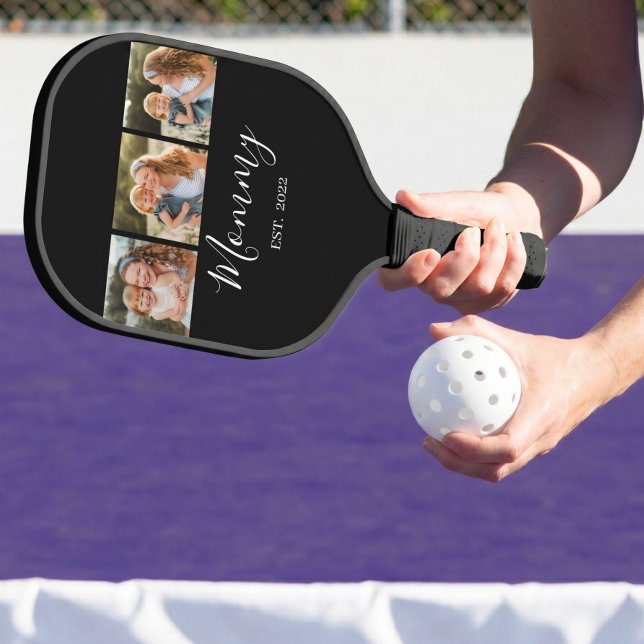 Raquette De Pickleball Maman a établi un script moderne noir 3 Photo (Créateur téléchargé)