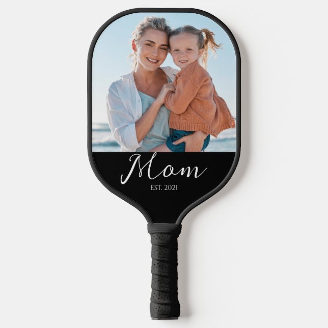 Raquette De Pickleball Maman a établi un script photo noir (Recto)