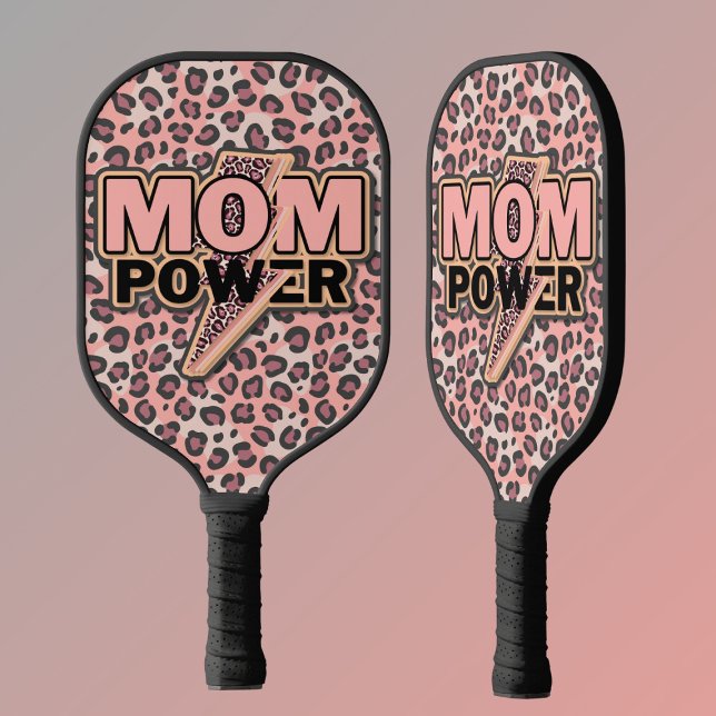 Raquette De Pickleball Maman Empreinte de léopard rose Power (Créateur téléchargé)