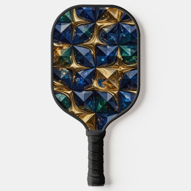 Raquette De Pickleball Marbre Géométrique Rubis Bleu Luxe (Recto)