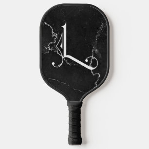 Raquette De Pickleball Marbre Noir Classique Décoré L Personnalisé