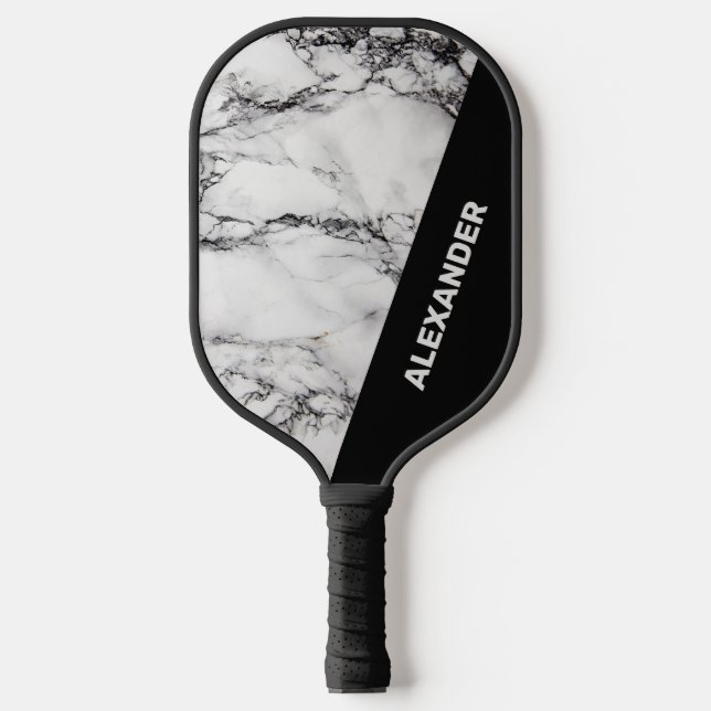 Raquette De Pickleball Marbre noir et gris (Recto)