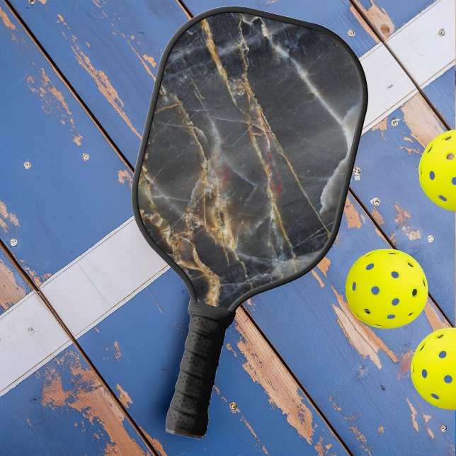 Raquette De Pickleball Marbre noir et pierre d'or (Créateur téléchargé)